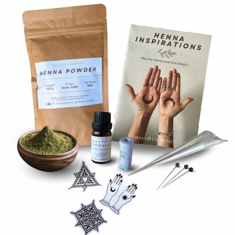 Pack complet The Henna Workshop : formations henné en ligne avec Henna Box, poudre de henné, outils et carnet d’inspiration